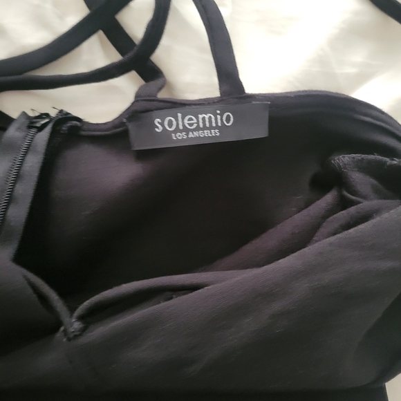 Black Mini Bodycon Deep V Neck Short Dress size M - Picture 4 of 5